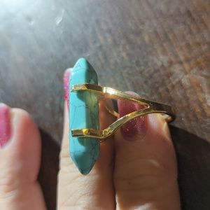 Fashion ring turquoise/goldtone